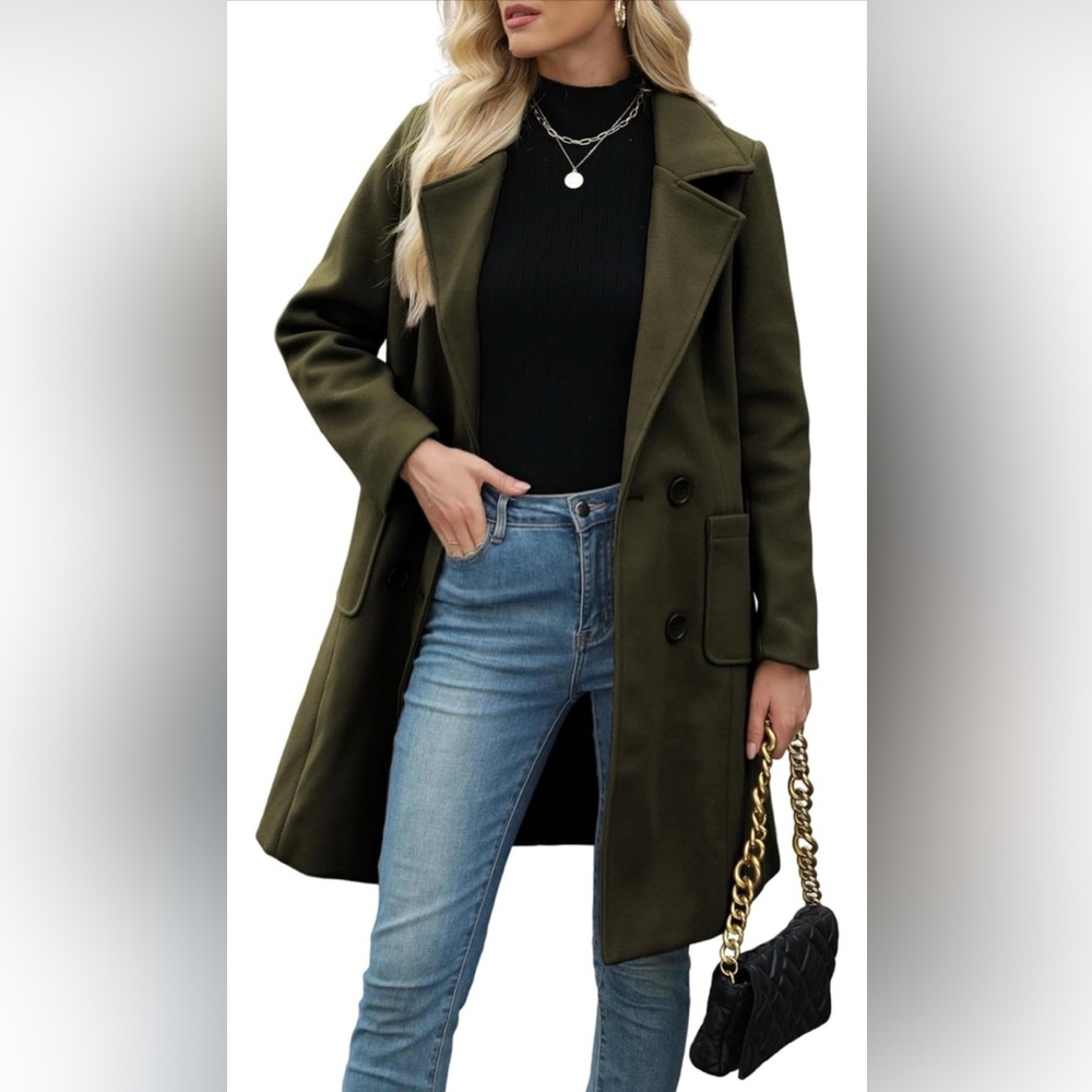 Bankeng Winter Wool Blend Camel Mid-Long Coat Notch Double-Breasted Lapel Jacket